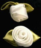 RB208 32mm White Satin Ribbon Rose - Ribbonmoon