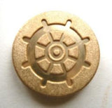 B9971 20mm Dull Gold Gilded Poly Shank Button, Ship Wheel Design - Ribbonmoon