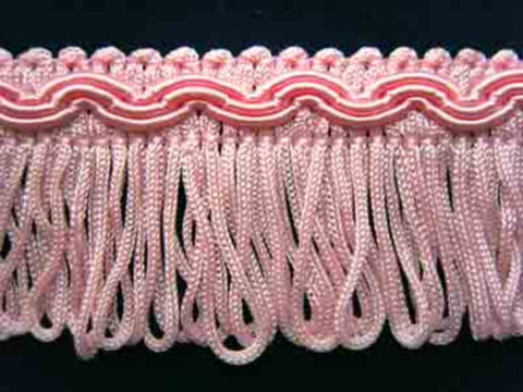 FT787 35mm Baby Pink Looped Fringe on a Decorated Braid - Ribbonmoon