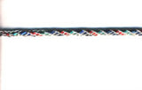 R5261 3mm Metallic Woven Cord, Silver with Elements of Navy, Red and Green - Ribbonmoon