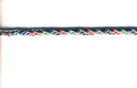 R5261 3mm Metallic Woven Cord, Silver with Elements of Navy, Red and Green - Ribbonmoon