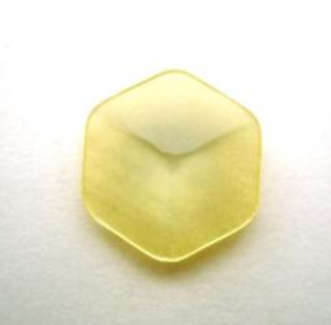 B14249 17mm Pale Lemon Pearlised Polyester Hexagonal Shank Button - Ribbonmoon
