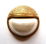 B9227 18mm Gilded Gold Poly and Pearl White Shank Button - Ribbonmoon