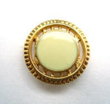 B14553 17mm Pale Green Faux Enamel, Gilded Gold Poly Shank Button - Ribbonmoon
