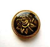 B12112 17mm Coppery Gold and Black Rose Design Shank Button - Ribbonmoon