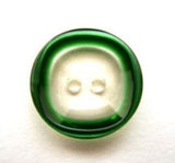 B11952 19mm Clear 2 Hole Button with a Bottle Green Tinted Rim - Ribbonmoon