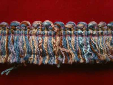 FT1514 23mm Blues,Brown,Mauve and Dusky Pink Cut Ruched Fringing - Ribbonmoon