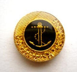 B9482 18mm Gilded Poly Gold and Black Shank Button, Anchor Design - Ribbonmoon