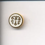 B7872 15mm Metal Gold and White Coat of Arms Design Shank Button - Ribbonmoon