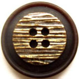 B9294 23mm Gilded Gold Textured 4 Hole Button with a Brown Rim - Ribbonmoon