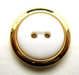 B13960 20mm White and Gilded Gold Poly 2 Hole Button - Ribbonmoon