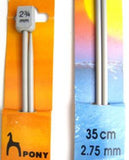 KP58 2.75mm x 35cm Knitting Pins / Needles, Aluminium - Ribbonmoon
