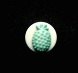B10939 12mm Turquoise and White Pineappple Design Shank Button - Ribbonmoon