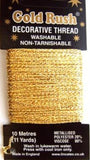GLITHREAD06 Gold Decorative Glitter Thread, Washable, 10 Metre Card - Ribbonmoon