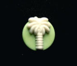 B11005 12mm Mint and White Matt Palm Tree Design Shank Button - Ribbonmoon