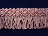 FT142 3cm Dusky Azalea Pink Looped Fringe on a Decorated Braid - Ribbonmoon