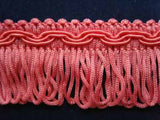 FT308 32mm Dark Rose Pinks Looped Fringe on a Decorated Braid - Ribbonmoon