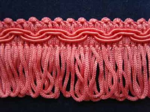 FT308 32mm Dark Rose Pinks Looped Fringe on a Decorated Braid - Ribbonmoon
