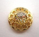 B14547 17mm Gold Plated Metal Shank Button, Iridescent Glitter - Ribbonmoon