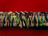 FT1557 17mm Rose Pink,Green,Navy and Dark Brown Cut Ruched Fringing - Ribbonmoon