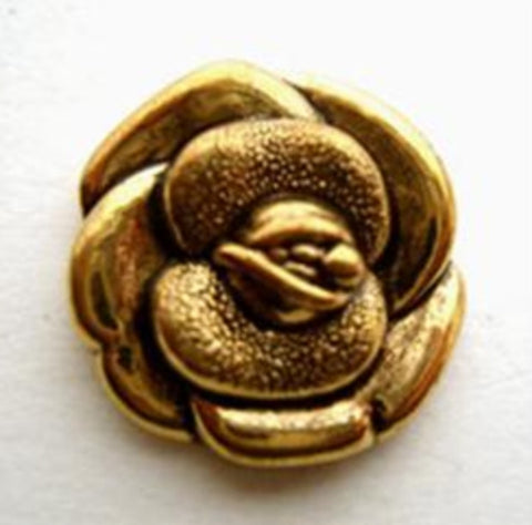 B9676 20mm Burnt Gold Gilded Poly Rose Design Shank Button - Ribbonmoon