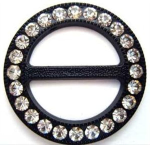 BK112 39mm Black Plastic Slider Buckle with Diamante, 25mm Inside Width