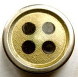 B9996 22mm Silver Steel Shank Button with Black Dots and Gold Background - Ribbonmoon