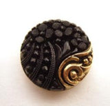 B14905 19mm Black and Gilded Gold Poly Shank Button - Ribbonmoon