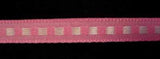 R6597 7mm Deep Pink and Natural Box Stitch Ribbon by Berisfords