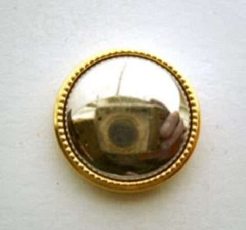 B9690 18mm Silver Shank Button with a Gold Rim. Gilded Poly - Ribbonmoon