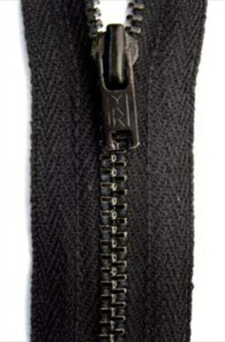 Z4886 18cm Black YKK No.3 Closed End Zip with Cotton Fabric and Metal Teeth. - Ribbonmoon