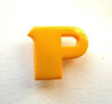 B7070 Letter P Alphabet Shank Button Yellow - Ribbonmoon