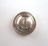 B14509 15mm Silver Domed Gilded Poly Shank Button. Number One Design - Ribbonmoon