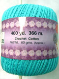 Crochet Cotton Turquoise, 366 mEtres, 60 Gram Ball - Ribbonmoon