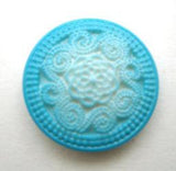 B14863 21mm Tonal Peacock Blue Textured Shank Button - Ribbonmoon
