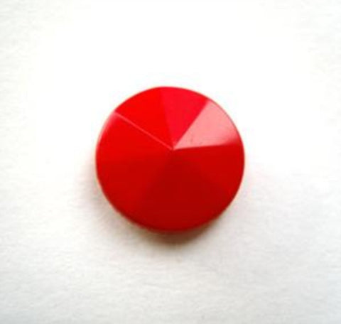 B12868 15mm Red Gloss Shank Button, Sectional rising to a Centre Point - Ribbonmoon
