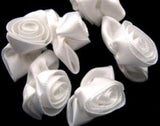 RB483 34mm Bridal White Satin Ribbon Rose - Ribbonmoon