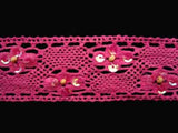 L236 44mm Deep Sugar Pink Lace with Sequins and Beads - Ribbonmoon