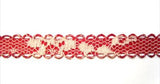 R3432 12mm Russet Red Acetate Ribbon under a Natural Lace - Ribbonmoon