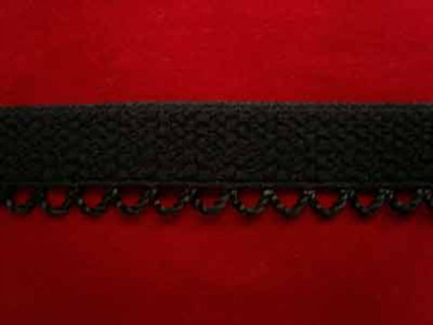 EB64 12mm Black Soft Back Looped Elastic. - Ribbonmoon