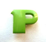 B7073 Letter P Alphabet Shank Button Green - Ribbonmoon