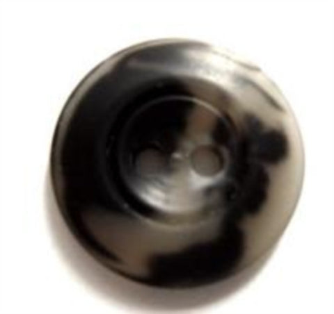 B6878 18mm Black and Natural Grey Bone Sheen 2 Hole Button - Ribbonmoon