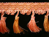 FT871 85mm Apricot and Pineapple Tassel Fringe on a Decorated Braid - Ribbonmoon