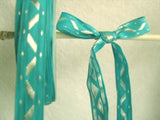 R5067 14mm Silver Grey and Turquoise Blue Woven Jacquard Ribbon - Ribbonmoon