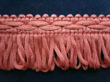 FT776 32mm Dusky Pink Looped Fringe on a Decorated Braid - Ribbonmoon