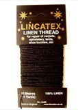LINTHREAD Black 100% Linen Thread. 10 Metre Card. - Ribbonmoon