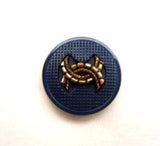 B14558 15mm Pale Navy and Gilded Gold Poly Shank Button - Ribbonmoon