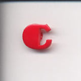 B7025 16mm Letter C Alphabet Shank Button Red