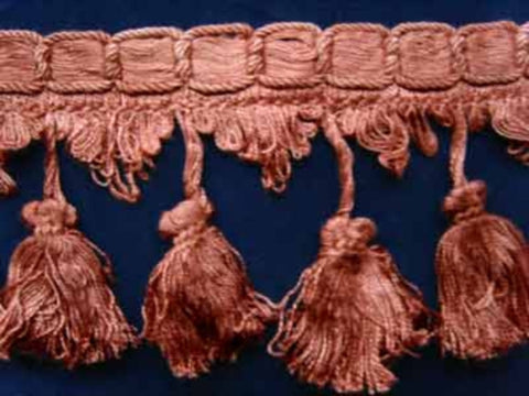 FT575 93mm Dusky Pinks Tassel Fringe on a Decorated Braid - Ribbonmoon