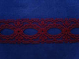 L259 35mm Burgundy Eyelet or Knitting In Lace - Ribbonmoon